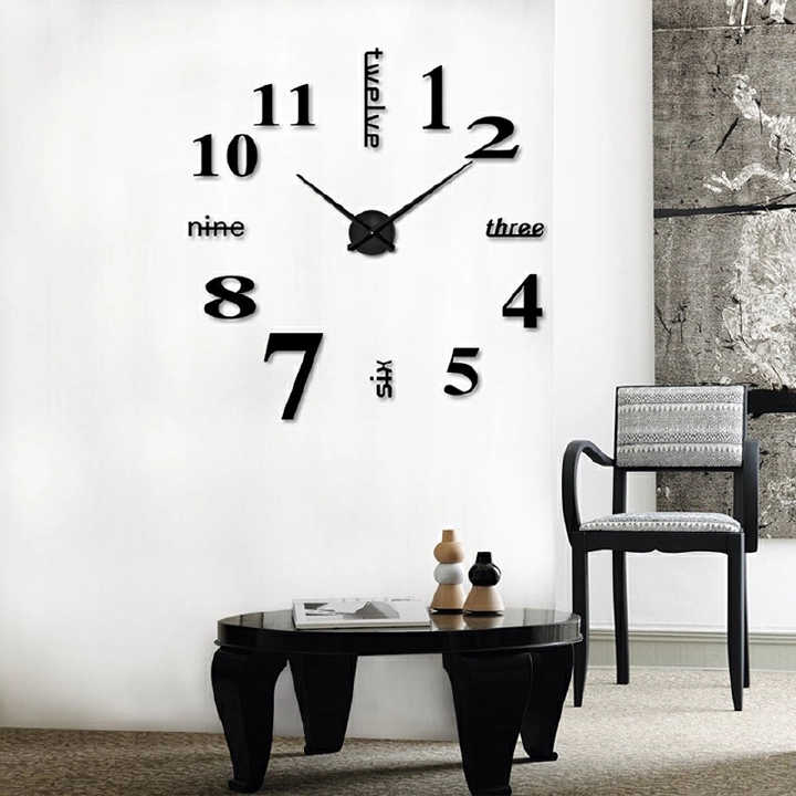 Wall Clock Living Room DIY 3D Home Decoration Mirror Art Design, DIY Wall Clock 3D Mirror Surface Sticker Home Office Decor Clock