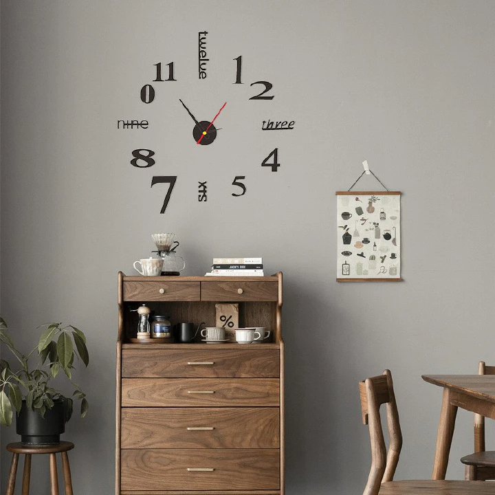 Wall Clock Living Room DIY 3D Home Decoration Mirror Art Design, DIY Wall Clock 3D Mirror Surface Sticker Home Office Decor Clock