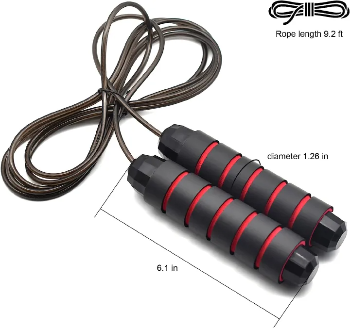 Jump Rope Tangle-Free Rapid Speed Jumping Rope with Ball Bearings, Skipping Rope with Foam Handles for Women Men Kids, Adjustable Jump Rope for Fitness Workout Aerobic Exercise