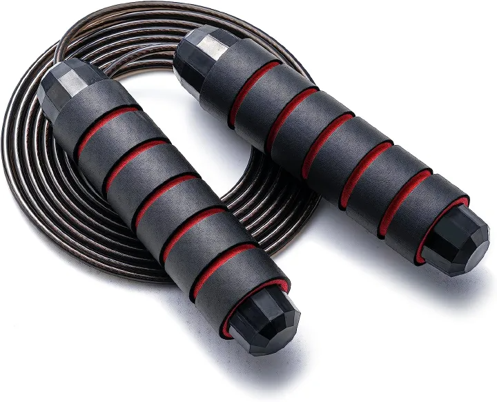 Jump Rope Tangle-Free Rapid Speed Jumping Rope with Ball Bearings, Skipping Rope with Foam Handles for Women Men Kids, Adjustable Jump Rope for Fitness Workout Aerobic Exercise