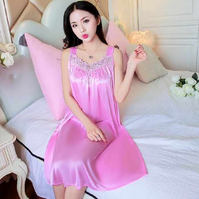 leisure wear Summer sexy lace silk Halter Dress underwears women’s nightdress sexy sleepwear cool smooth comfortable pajamas nightclothes nightgown nighty
