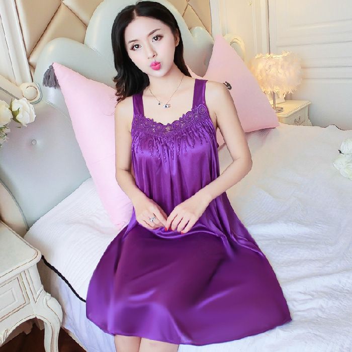 leisure wear Summer sexy lace silk Halter Dress underwears women’s nightdress sexy sleepwear cool smooth comfortable pajamas nightclothes nightgown nighty