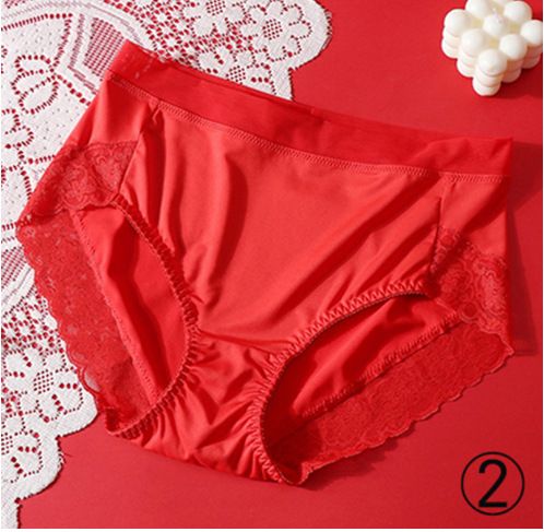 Women Milk silk lace Panties M to 3XL  Underwear Skin-friendly Middle-Rise Intimates for Lady Women Milk Silk Big Size Briefs Intimates Female Underwear Black Pink
