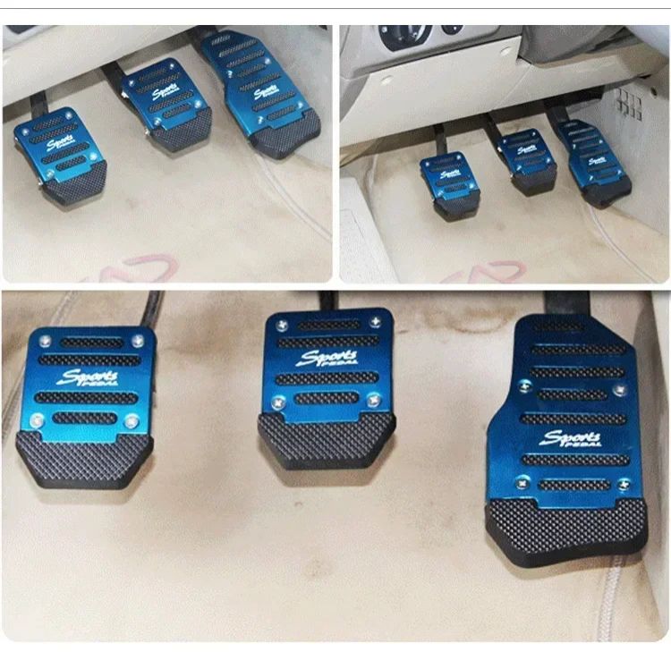 Car Pedal Cover Set,2/3Pcs Universal Racing Manual Non-Slip Foot Pedal Pad Cover Aluminum Automatic Gear Brake Accelerator Car Interior Accessories