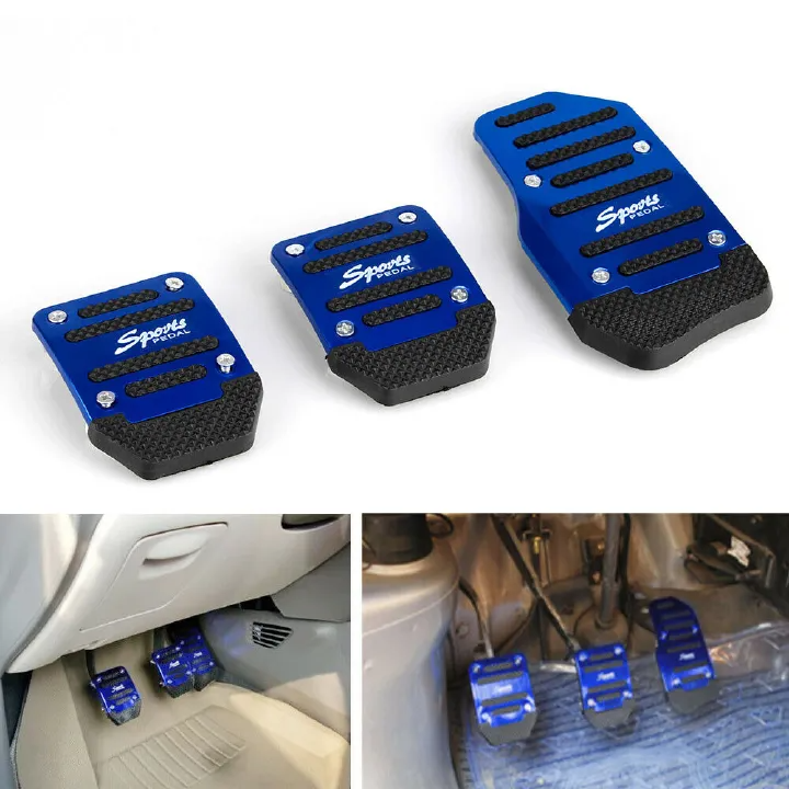 Car Pedal Cover Set,2/3Pcs Universal Racing Manual Non-Slip Foot Pedal Pad Cover Aluminum Automatic Gear Brake Accelerator Car Interior Accessories
