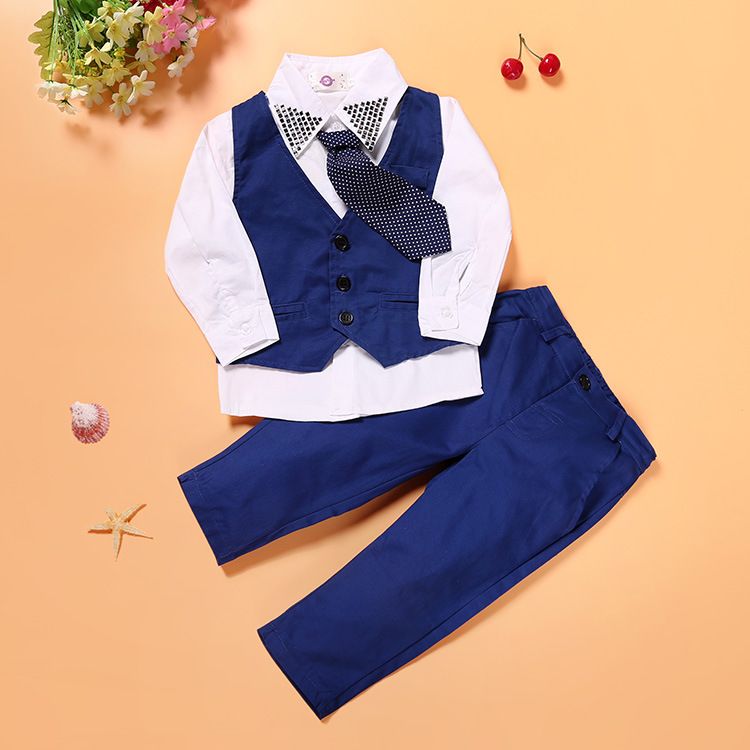 Boys Gentleman Clothing Set Wedding Birthday Party Kids Formal Dress Vest Shirt Suit Pants