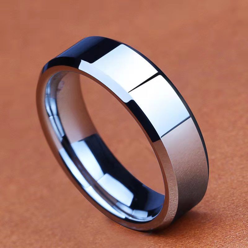 Men Black Titanium Stainless Ring Lover Couple Rings For Women Fashion Jewellery Titanium Ring Popular titanium steel accessories 8mm bevel edge bright ring glossy stainless steel mirror polished ring