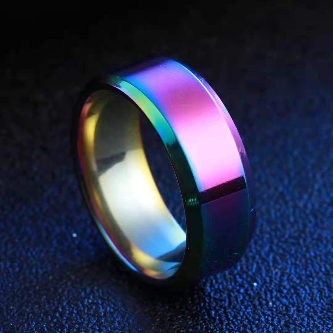 Men Black Titanium Stainless Ring Lover Couple Rings For Women Fashion Jewellery Titanium Ring Popular titanium steel accessories 8mm bevel edge bright ring glossy stainless steel mirror polished ring