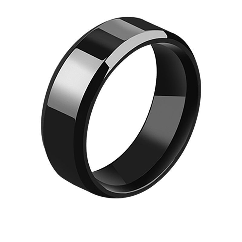 Men Black Titanium Stainless Ring Lover Couple Rings For Women Fashion Jewellery Titanium Ring Popular titanium steel accessories 8mm bevel edge bright ring glossy stainless steel mirror polished ring