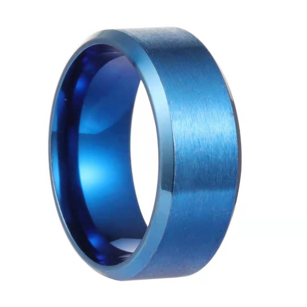 Men Black Titanium Stainless Ring Lover Couple Rings For Women Fashion Jewellery Titanium Ring Popular titanium steel accessories 8mm bevel edge bright ring glossy stainless steel mirror polished ring