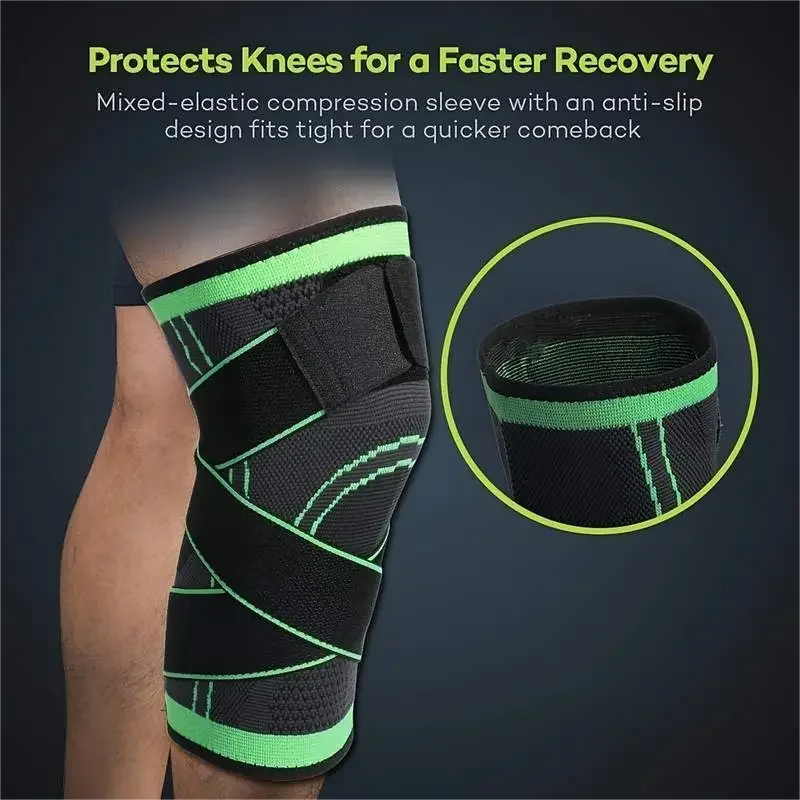2pcs Adjustable Compression Breathable Basketball Knee Wraps Athletic Knee Sleeve Elastic Knee Support Brace Protector running cycling bandage knee support