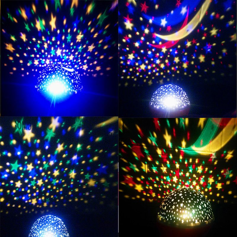 Colorful LED Starry Sky Projector Light Magic Ball Moon Star Battery Night Light Bedroom Atmosphere Lamp For Home Decoration