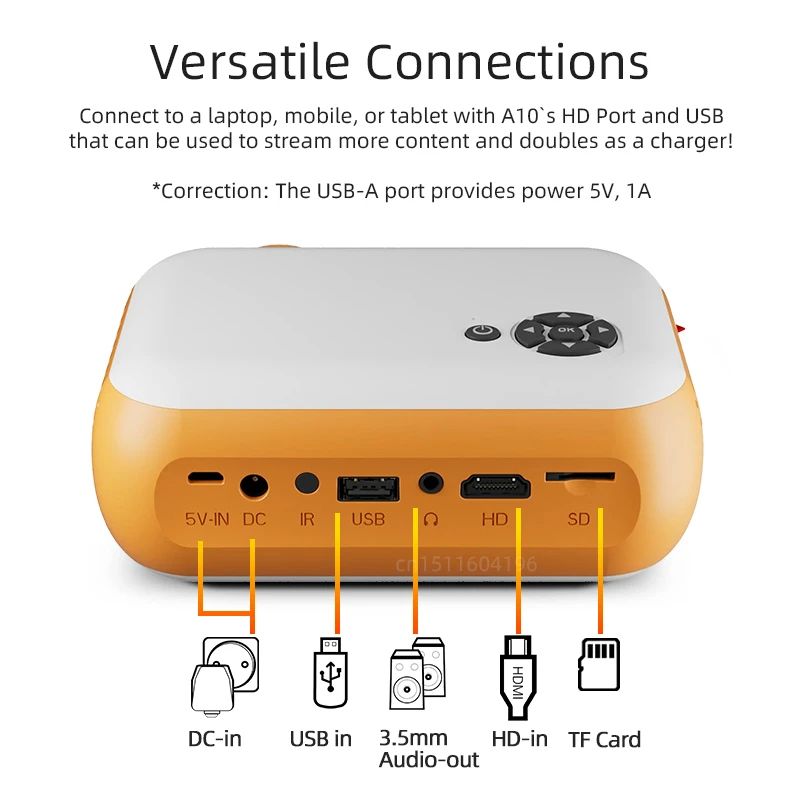 Update Vesrion MINI WiFi Projector Wireless Projector Travel Camping 1080P Projectors 2.4G TV Home Theater Cinema HDMI-compatible Video Support Phone A10 Mini Projector Cinema Smart TV Video Project