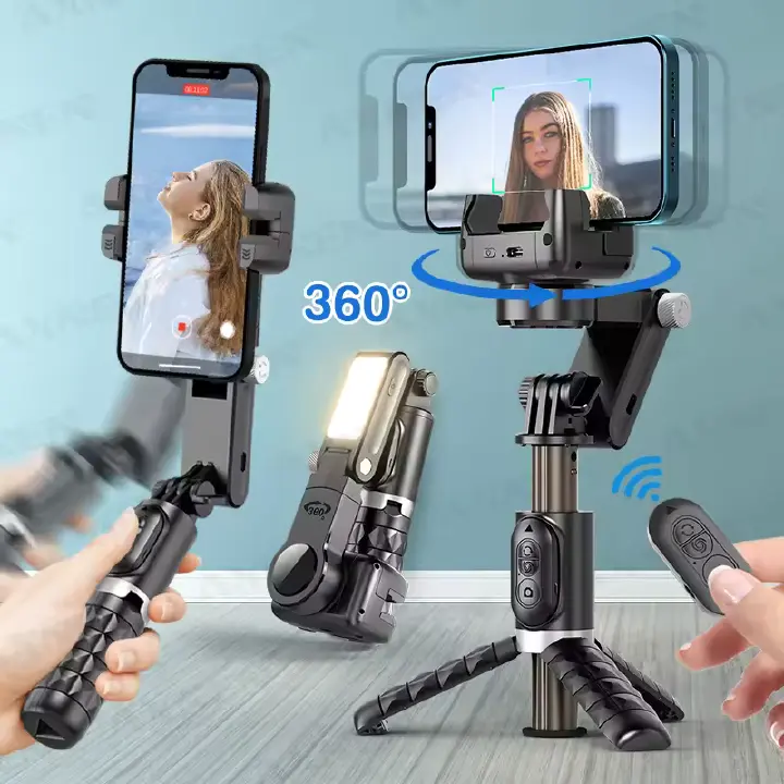 Gimbal Stabilizer with Smart Tracking, Desktop Follow-up Mode, Smartphone Selfie Stick with Fill Light for Android iPhone New Gimbal Stabilizer Desktop Follow-up Mode Tripod Monopods Smartphone