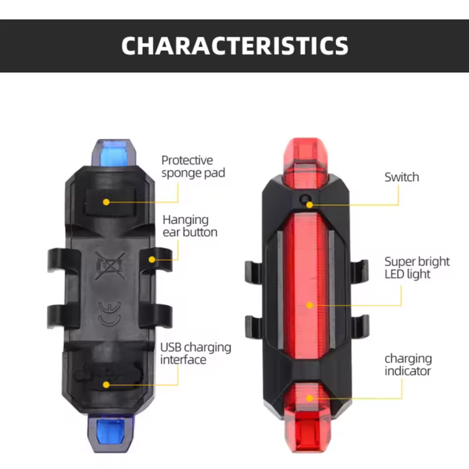 Bike Light LED Taillight Rear Tail Safety Warning Cycling Bicycle Portable Lights USB Rechargeable Outdoor Cycling Sports Night Riding Eq uipment Bicycle Tail Light USB Rechargeable