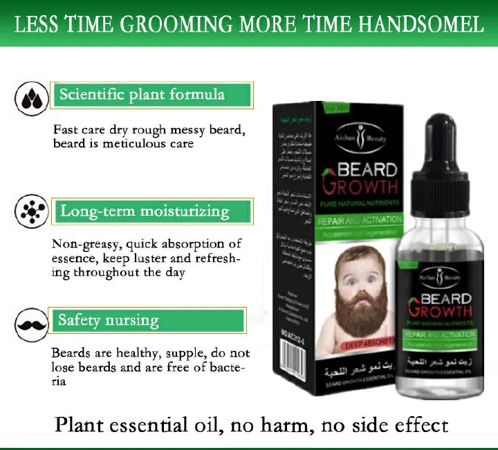 Beard Growth Oil Beard Wax Balm Hair Loss Products Leave-In Conditioner for Groomed Chest Hair Moustache Oil Beard Care 30ml