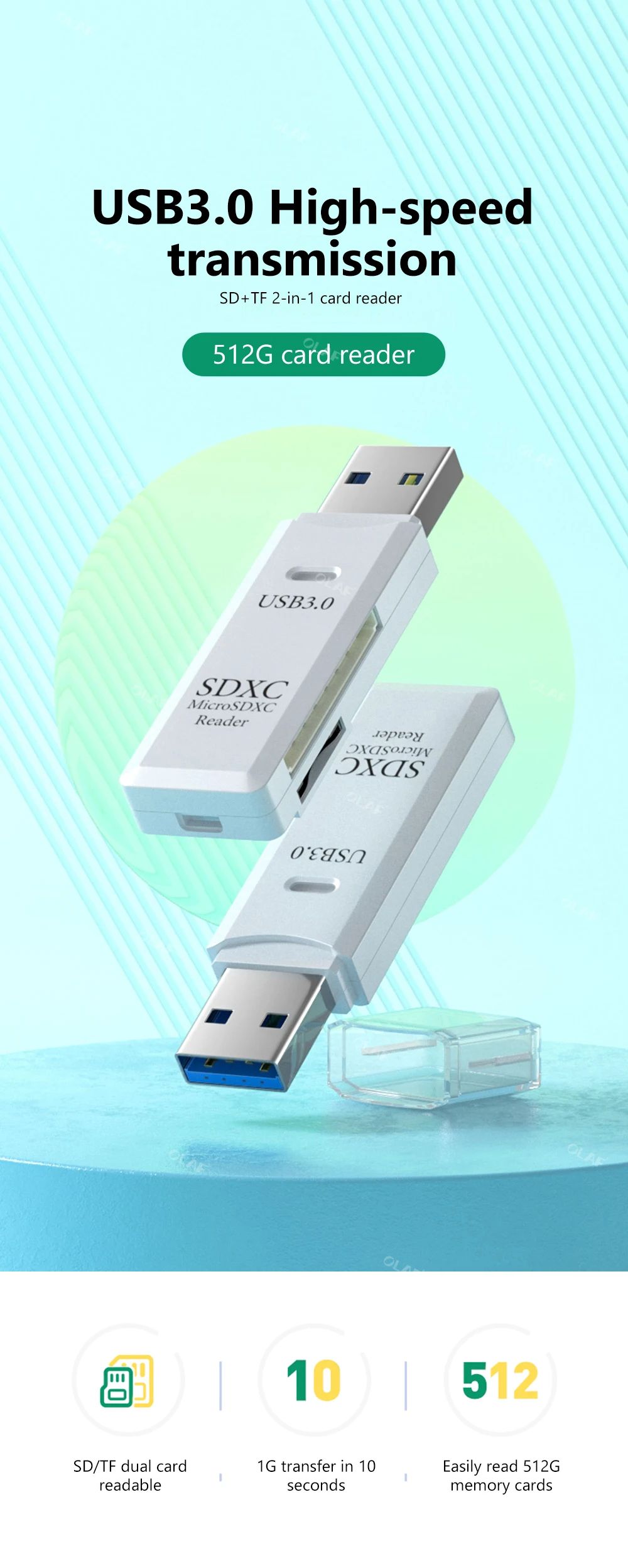 2 IN 1 Card Reader USB 3.0 2.0 Micro SD TF Card Memory Reader High Speed Multi-card Writer Flash Drive Laptop Accessories