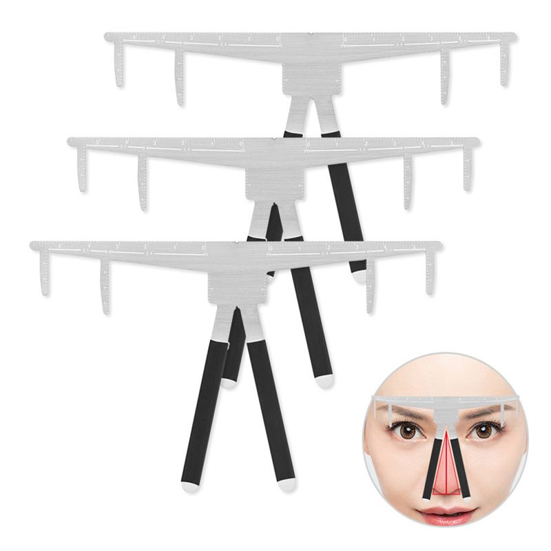 Stainless Steel Eye brow Ruler 1pcs New Microblading Eyebrow Tattoo Stencil Ruler Balance Shaper Template Definition Permanent Makeup Eyebrow 3D Tattoo Tool