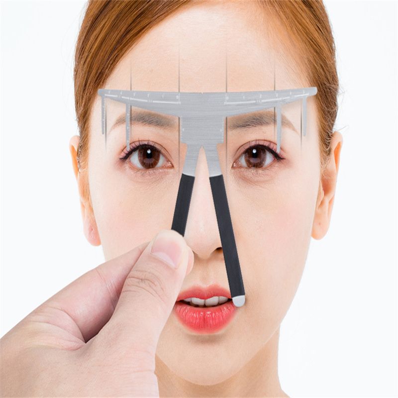 Stainless Steel Eye brow Ruler 1pcs New Microblading Eyebrow Tattoo Stencil Ruler Balance Shaper Template Definition Permanent Makeup Eyebrow 3D Tattoo Tool
