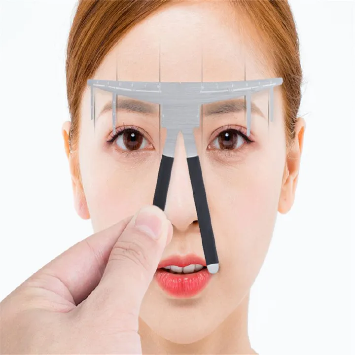 Stainless Steel Eye brow Ruler 1pcs New Microblading Eyebrow Tattoo Stencil Ruler Balance Shaper Template Definition Permanent Makeup Eyebrow 3D Tattoo Tool