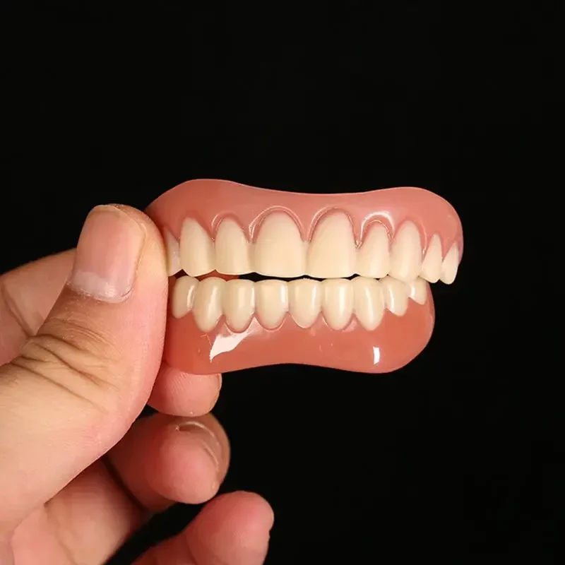 2024 Adult Adjustable Dentures Teeth Set  False Teeth Silicone Upper Lower Veneers Perfect Laugh Veneers Dentures Paste Fake Teeth Braces Comfortable Teeth Orthodontic