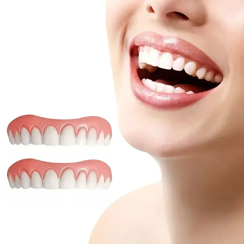 2024 Adult Adjustable Dentures Teeth Set  False Teeth Silicone Upper Lower Veneers Perfect Laugh Veneers Dentures Paste Fake Teeth Braces Comfortable Teeth Orthodontic