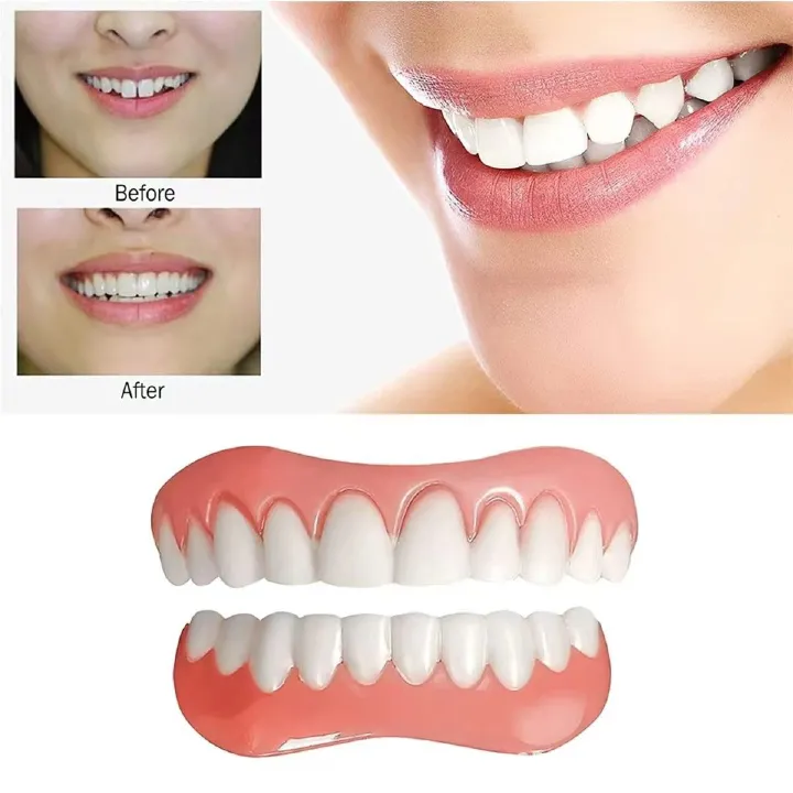 2024 Adult Adjustable Dentures Teeth Set  False Teeth Silicone Upper Lower Veneers Perfect Laugh Veneers Dentures Paste Fake Teeth Braces Comfortable Teeth Orthodontic