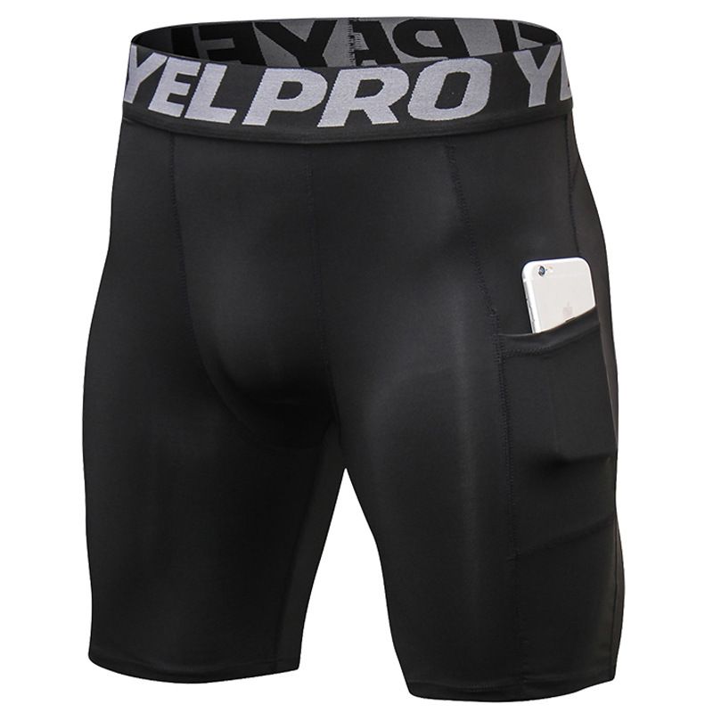 With Pocket Mens Compression Quick Dry Short Leggings Running Tights Men's PRO Fitness Shorts Pockets Sports Running Training Sweat-wicking Quick-drying Elastic Tights