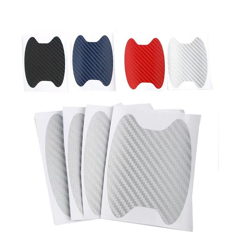 4Pcs Set Car Styling Mouldings Sticker Car Door Sticker Carbon Fiber Scratches Resistant Cover Auto Handle Protection Film Parts