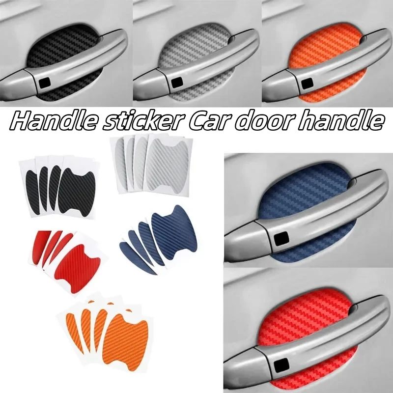 4Pcs Set Car Styling Mouldings Sticker Car Door Sticker Carbon Fiber Scratches Resistant Cover Auto Handle Protection Film Parts