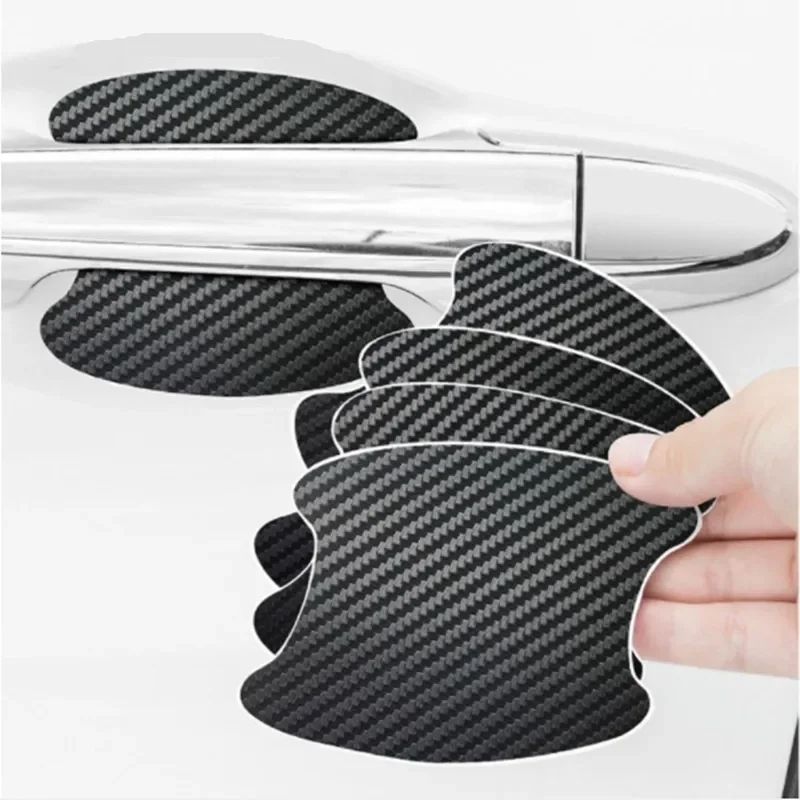 4Pcs Set Car Styling Mouldings Sticker Car Door Sticker Carbon Fiber Scratches Resistant Cover Auto Handle Protection Film Parts