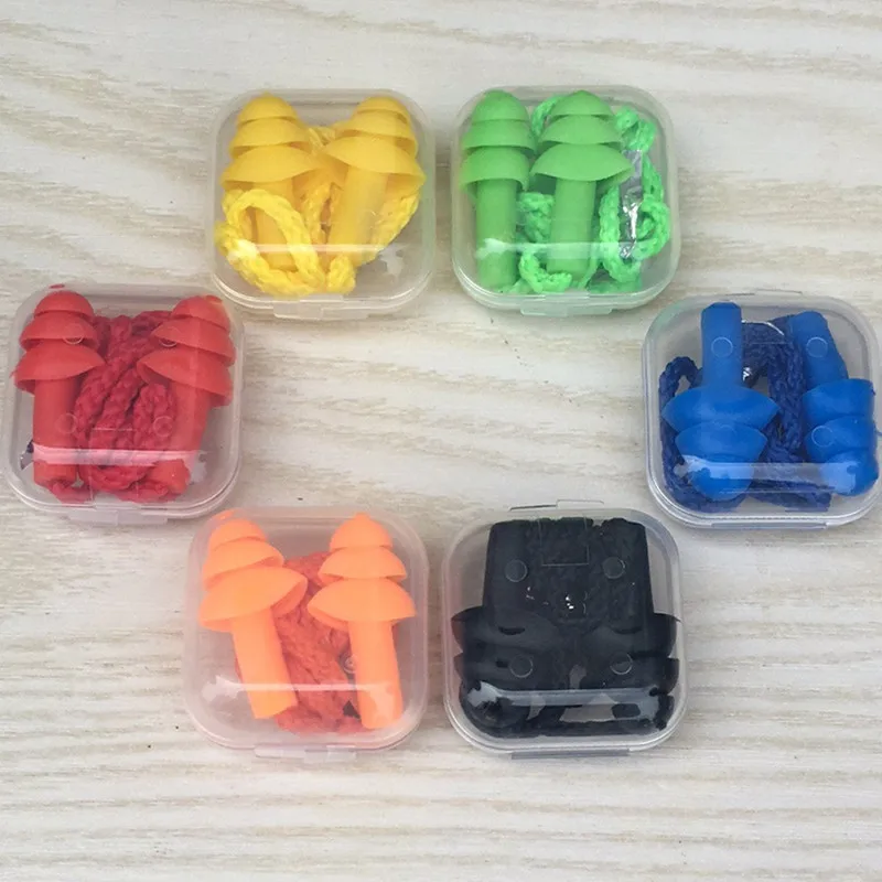Box-packed comfort earplugs noise reduction silicone Soft Ear Plugs  Authentic Soft Silicone Corded Ear Plugs Reusable Hearing Protection Noise Reduction Earplugs