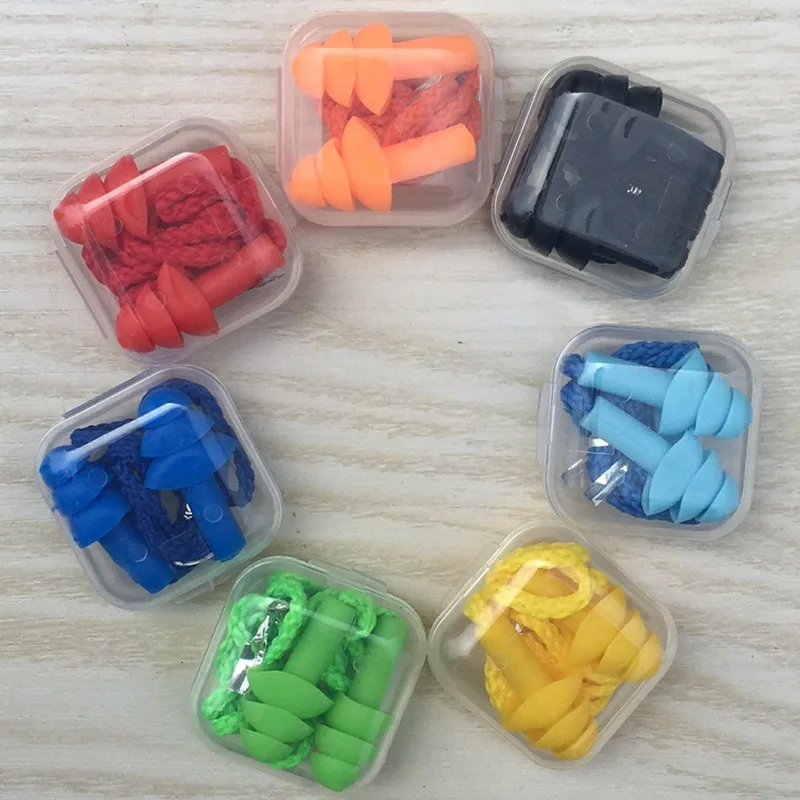 Box-packed comfort earplugs noise reduction silicone Soft Ear Plugs  Authentic Soft Silicone Corded Ear Plugs Reusable Hearing Protection Noise Reduction Earplugs