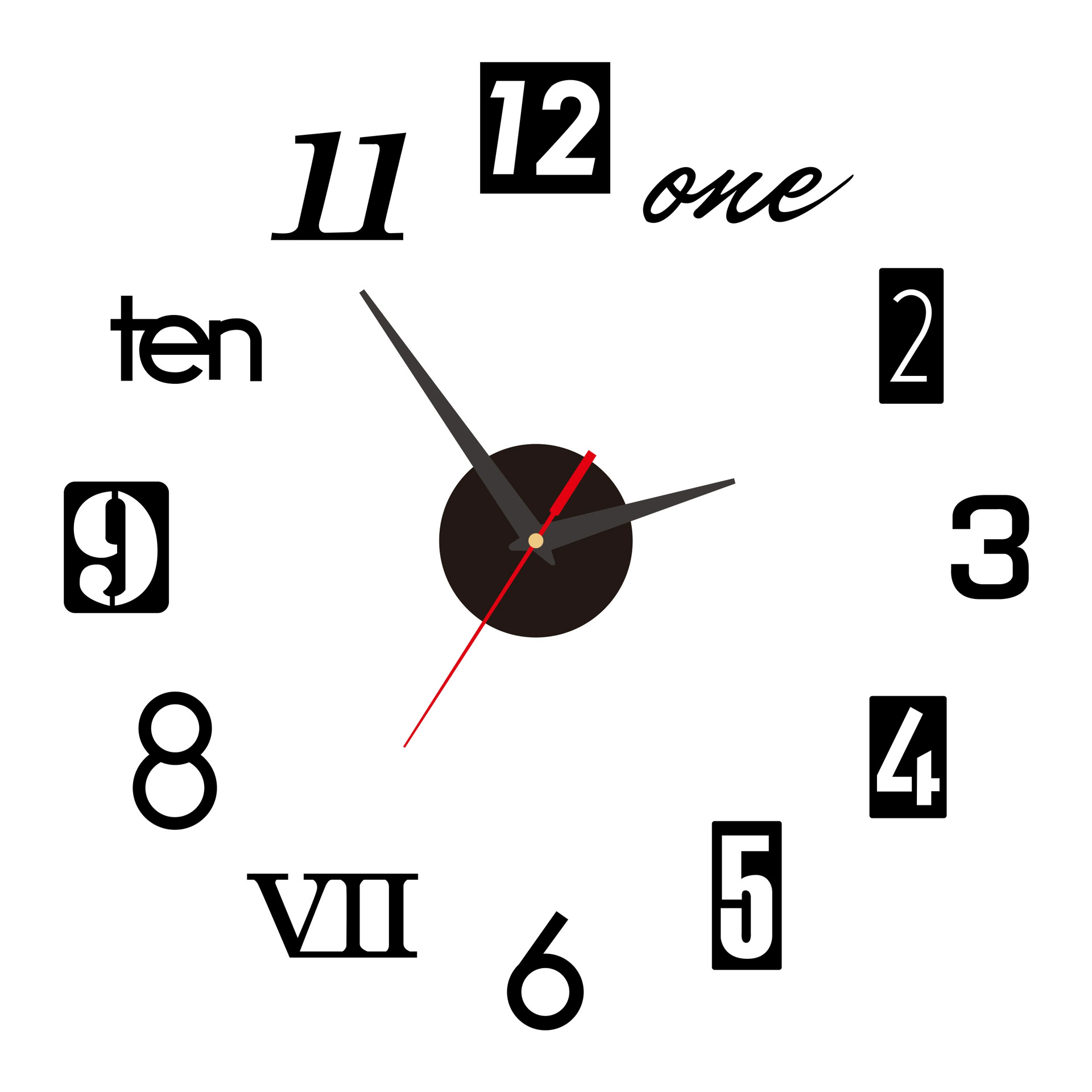 Wall Clock Living Room DIY 3D Home Decoration Mirror Art Design, DIY Wall Clock 3D Mirror Surface Sticker Home Office Decor Clock