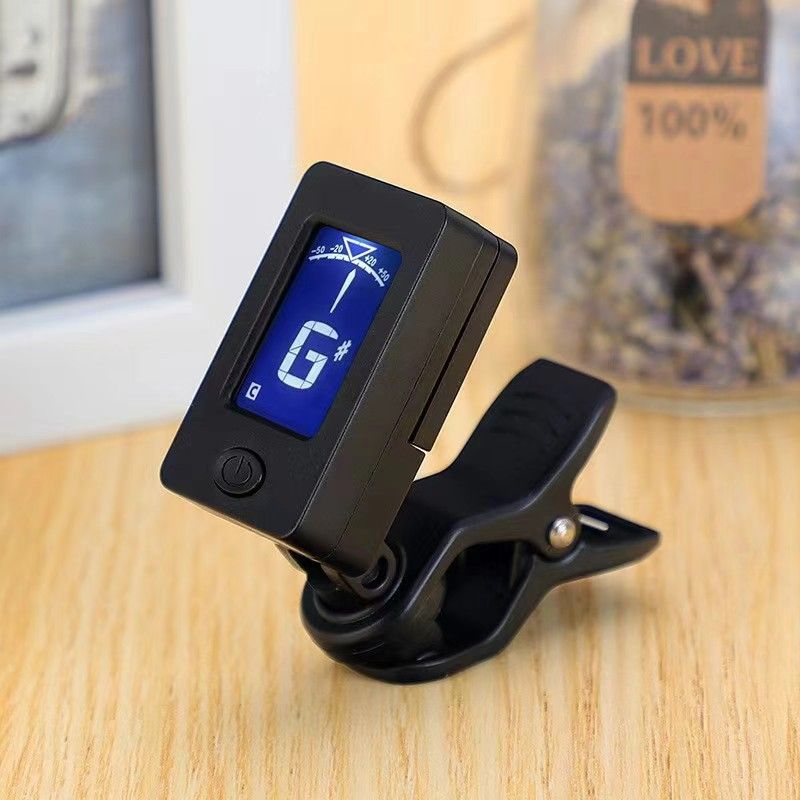 Professional Clip-On 360 Degree Acoustic Guitar Tuner LCD Screen Electric Digital Tuner For Acoustic Guitar Ukulele Accessories Guitar Tuner For All Instruments Clip On Electronic Tuner For Guitar