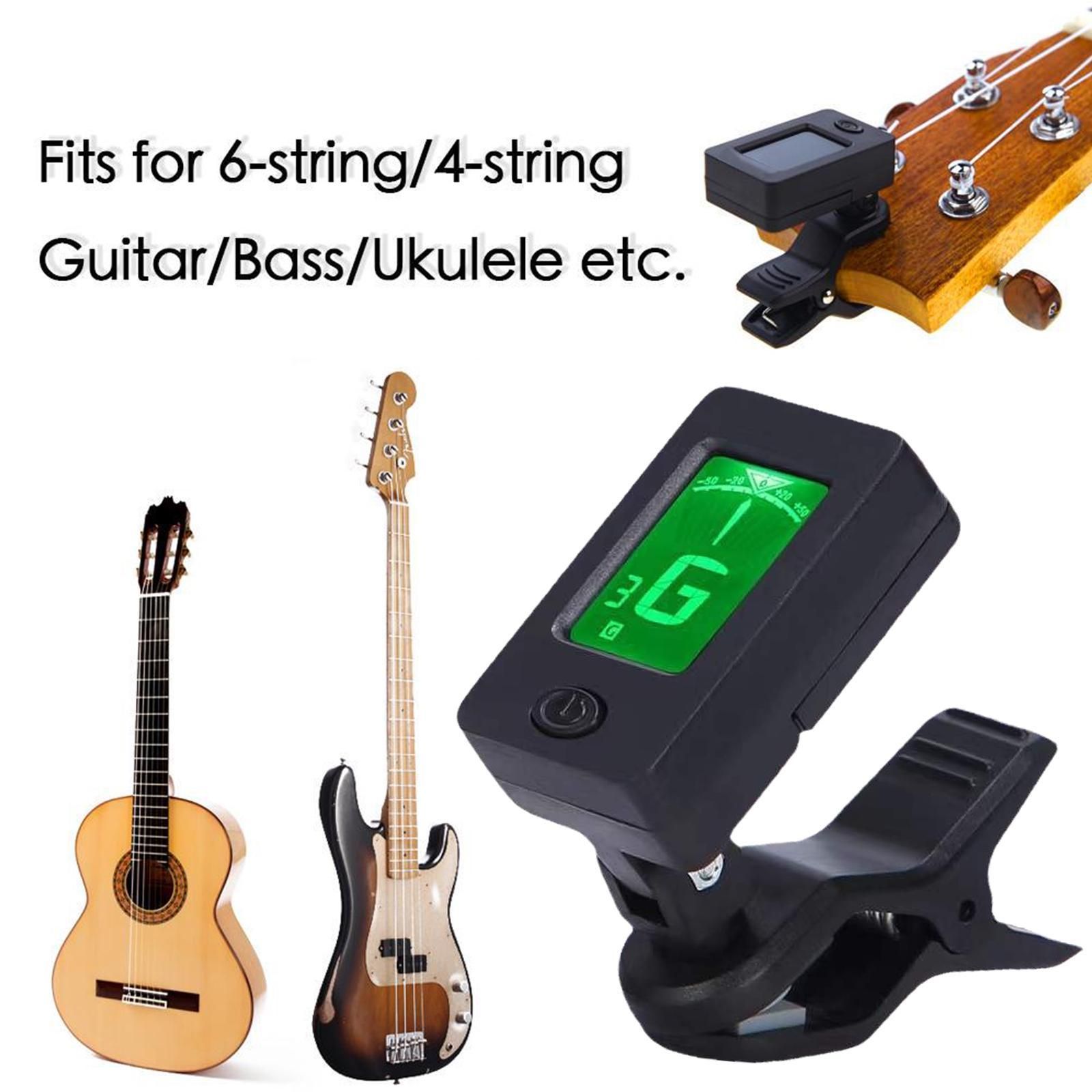 Professional Clip-On 360 Degree Acoustic Guitar Tuner LCD Screen Electric Digital Tuner For Acoustic Guitar Ukulele Accessories Guitar Tuner For All Instruments Clip On Electronic Tuner For Guitar
