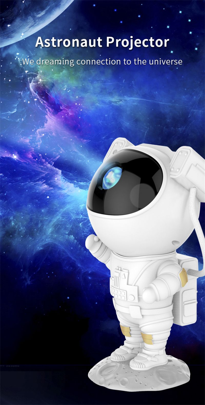 Astronaut Star Galaxy Projector - Space Starry Night Light Starry Sky Night Light USB  Atmospher Lamp Kids Bedroom Home Party Decorative Luminaires Gifts
