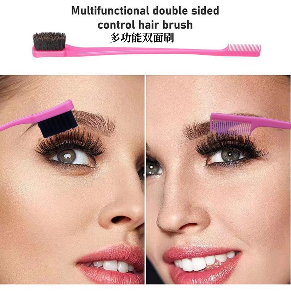 3in1 Edge Brush Double Sided eyebrow edge Control Hair CombBeauty Double Side, Double Sided Eyebrow Brush Comb Edge Control Brush  Holiday Gift Edges Baby Hair Eyebrow brush salon home easy use