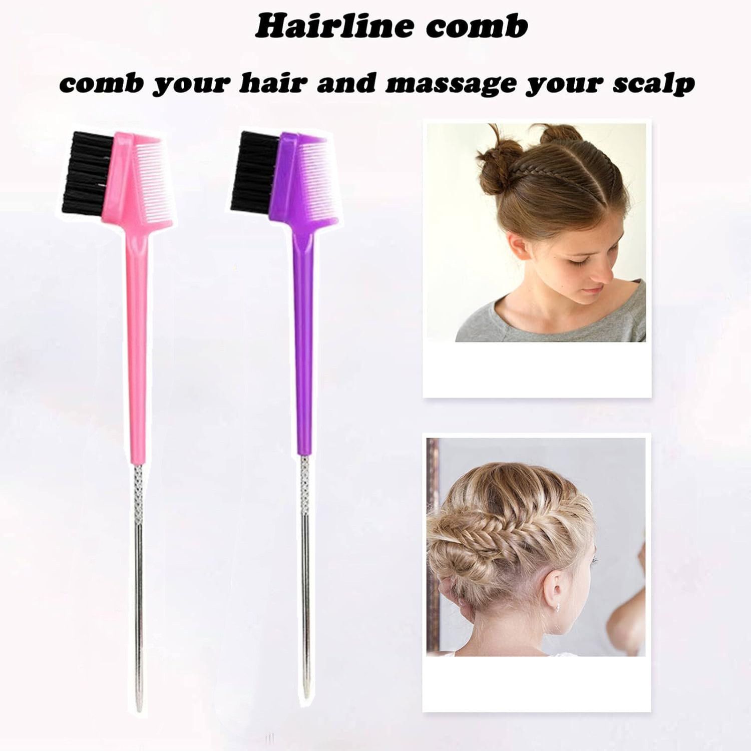 3in1 Edge Brush Double Sided eyebrow edge Control Hair CombBeauty Double Side, Double Sided Eyebrow Brush Comb Edge Control Brush  Holiday Gift Edges Baby Hair Eyebrow brush salon home easy use