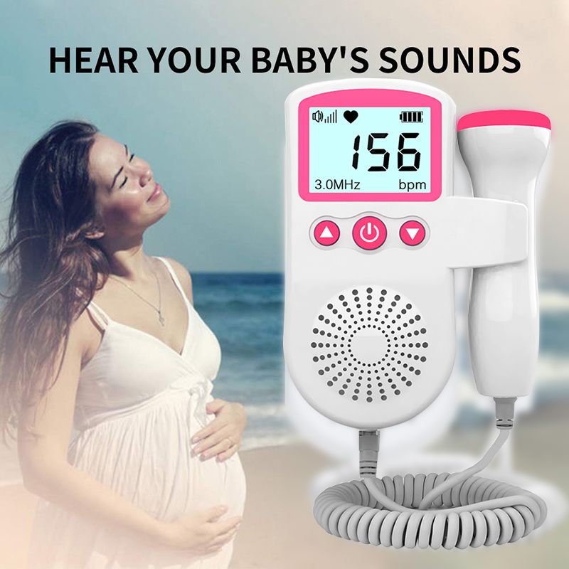 3MHz Ultrasound Baby Heart Rate Detector Pregnant Ultrasonic Baby Heartbeat Monitor Fetal Monitor Doppler Stethoscope For Pregna
