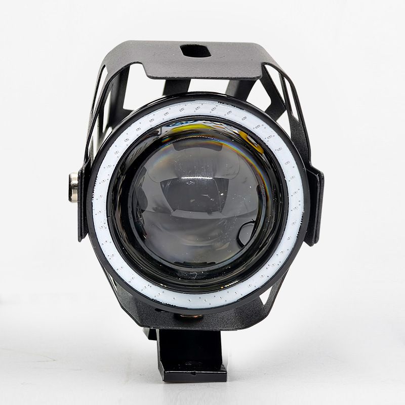 1Pc U7 Motorcycle LED Headlight With Angel Eyes Motor Auxiliary Light Bright 125W Spotlight Bicycle Lamp Accessories Fog Lights