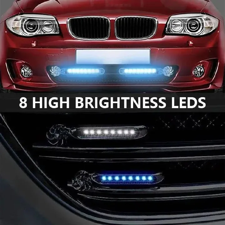 2pcs Wind Powered Car LED DayTime Running Light Auxiliary Lighting Rotation Fan Lamp Automobile Day Time Headlight Decorative