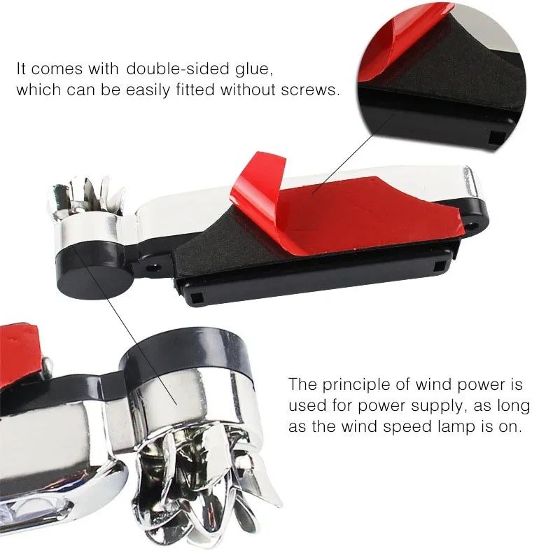 2pcs Wind Powered Car LED DayTime Running Light Auxiliary Lighting Rotation Fan Lamp Automobile Day Time Headlight Decorative