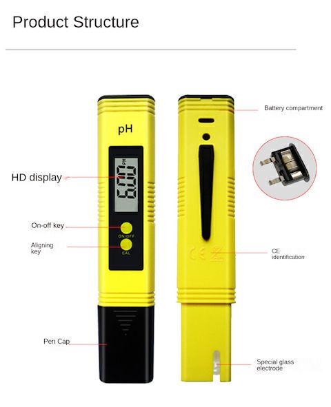 Ph Test Pen Digital PH Meter Pen Water Quality Tester Accuracy 0.01 Aquarium Pool Water Wine 0-999ppm Urine Automatic Calibration LCD Screen