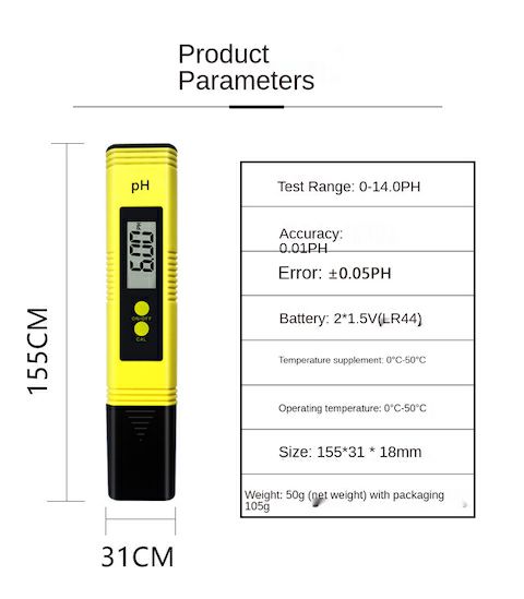 Ph Test Pen Digital PH Meter Pen Water Quality Tester Accuracy 0.01 Aquarium Pool Water Wine 0-999ppm Urine Automatic Calibration LCD Screen