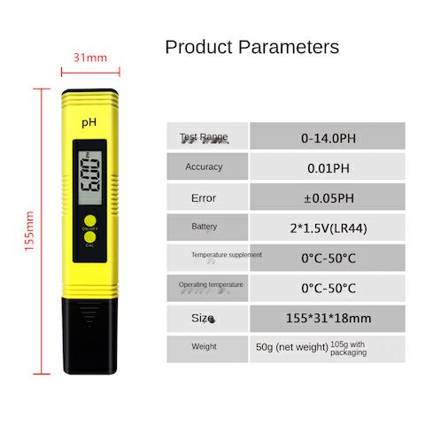 Ph Test Pen Digital PH Meter Pen Water Quality Tester Accuracy 0.01 Aquarium Pool Water Wine 0-999ppm Urine Automatic Calibration LCD Screen