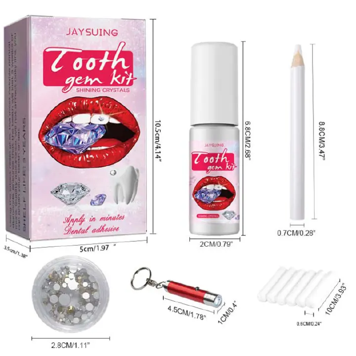 Tooth Gemstone Kit Jewelry Easy To Remove And Install Crystal Dental Diamond Tooth Jewelry Shiny Sticker Diy Tooth Gem Set With Curing Light And Glue