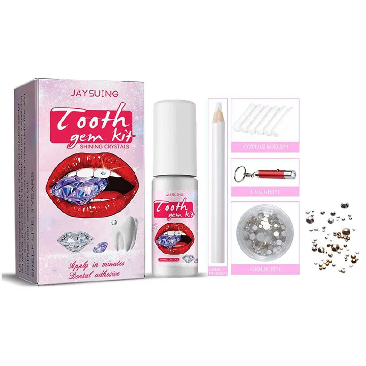 Tooth Gemstone Kit Jewelry Easy To Remove And Install Crystal Dental Diamond Tooth Jewelry Shiny Sticker Diy Tooth Gem Set With Curing Light And Glue
