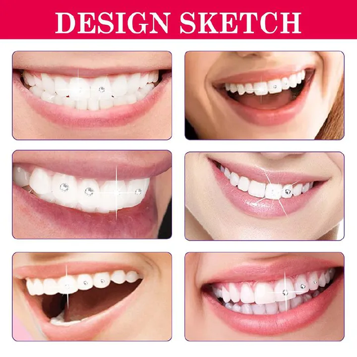 Tooth Gemstone Kit Jewelry Easy To Remove And Install Crystal Dental Diamond Tooth Jewelry Shiny Sticker Diy Tooth Gem Set With Curing Light And Glue