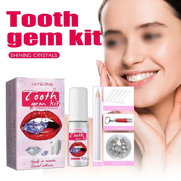 Tooth Gemstone Kit Jewelry Easy To Remove And Install Crystal Dental Diamond Tooth Jewelry Shiny Sticker Diy Tooth Gem Set With Curing Light And Glue
